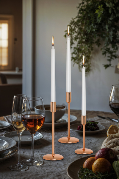 AG LightDesign 3'lü Üçlü Rose Şamdan Mumluk Dekoratif Ev Dekorasyon Paslanmaz