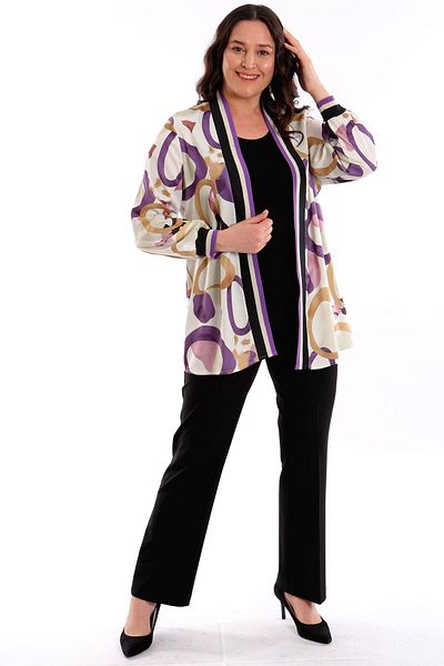 Metpoint Large Size Ring Pattern Purple Collar Banded Jacket