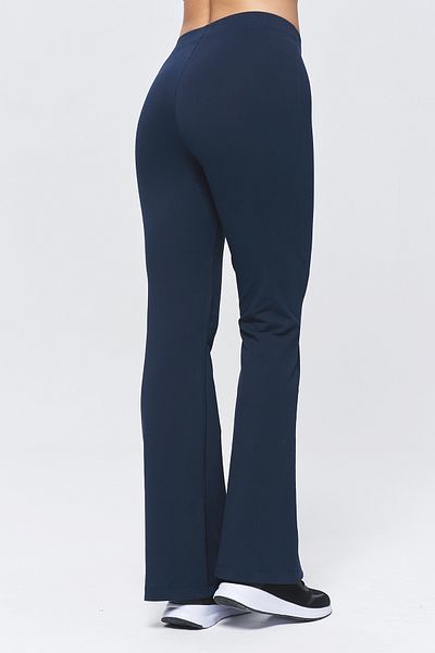 bilcee Women's Navy Blue High Waist Flare Cotton Trousers 9911