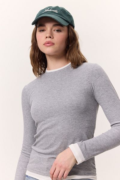 Manuka LANGARM-BODYSUIT MIT GARNIERUNG GRAU MELANGE