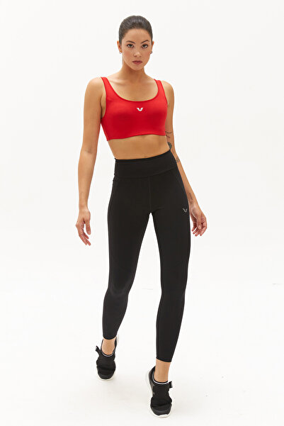 bilcee Women's Red Organic Cotton Supported Sports and Everyday Crop Top Bra Sports Bra 0148