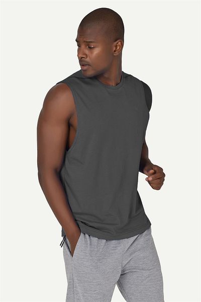 bilcee Men's Dark Anthracite Crew Neck Back Detailed Undershirt 1622