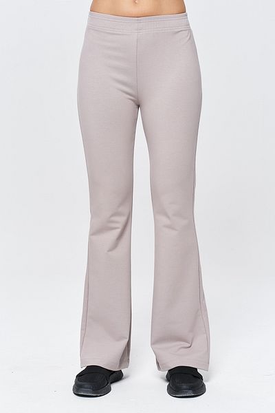 bilcee Women's Beige High Waist Flare Cotton Trousers 9911