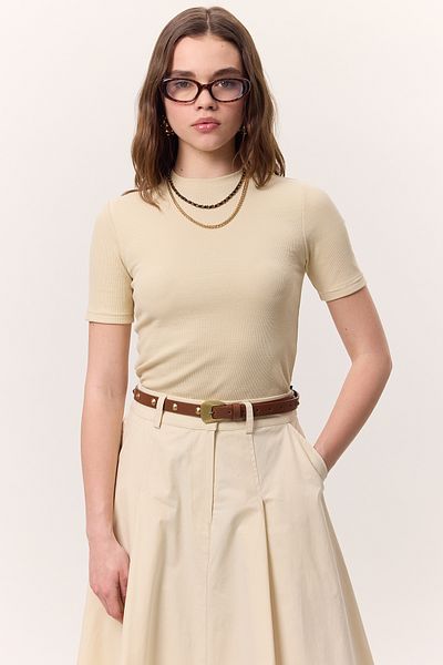 Manuka Κοντομάνικο Rib Beige Body