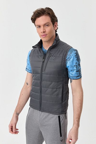 bilcee Men's Gray Zero Sleeve Zippered Pocket Vest 1268