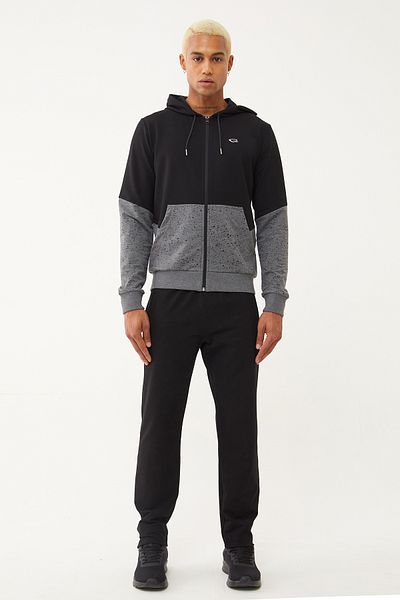 bilcee Quicktime Men's Dark Gray Melange Hooded Tracksuit Set 7007