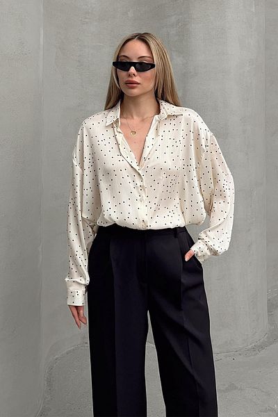 Olcay Cămașă lejeră cu model de buline BEIGE 9318
