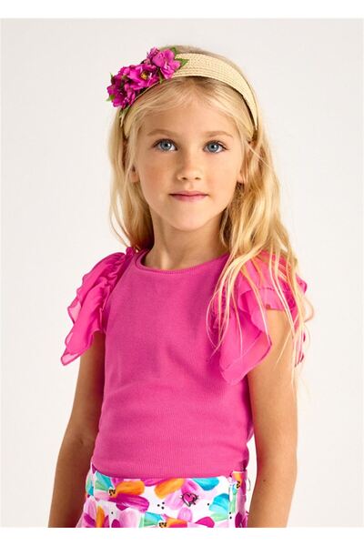 MAYORAL Girl's Chiffon Ruffle Sleeve T-Shirt 3013