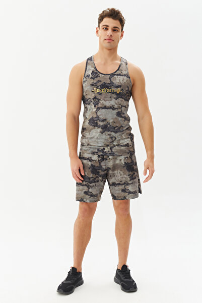 bilcee Men's Beige Camouflage Patterned Sports Undershirt 0155