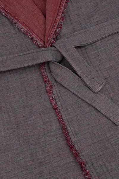 Ecocotton Ανδρικό μπουρνούζι Muna 100% οργανικό βαμβάκι Inject Claret Red-anthracite