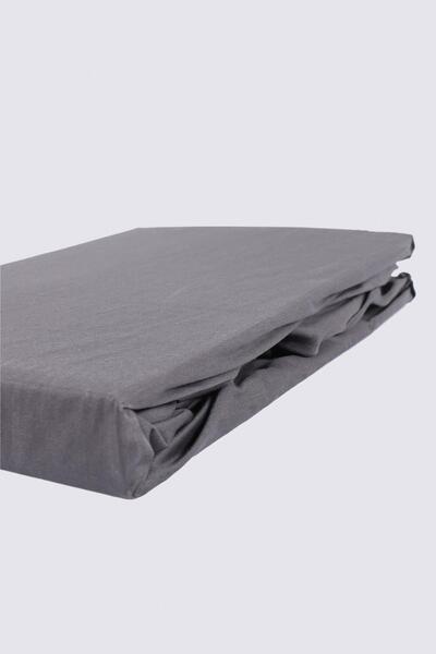 Ecocotton Single Fitted Sheet 100% Organic Cotton Satin Anthracite 120x200 Cm