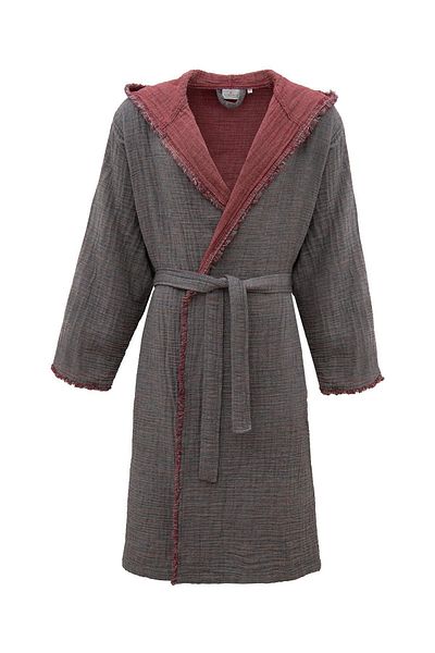 Ecocotton Halat de baie pentru bărbați Muna 100% bumbac organic Inject Burgundy-antracit