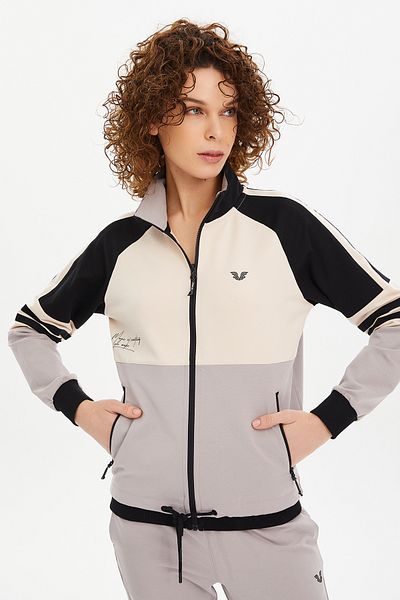 bilcee Women's Lilac Stand Collar Printed Tracksuit Set 0474