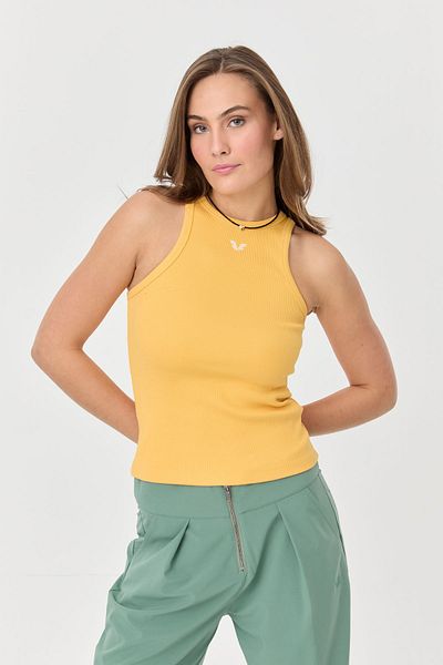 bilcee Women's Dark Yellow Cotton Flexible All-Season Fitness Athlete Undershirt 0147
