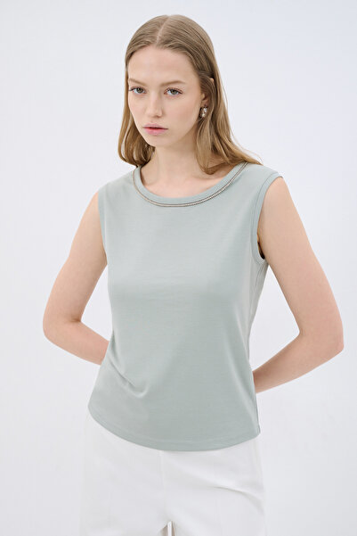 adL Taş Detaylı Kolsuz Bluz