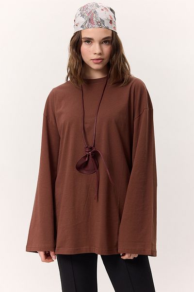 Manuka Übergroßes T-Shirt – Baumrinden mit weiten Ärmeln