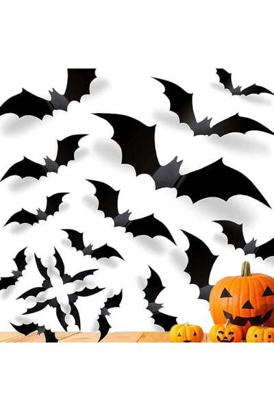 Kimimara Set de 120 stickere cu lilieci pentru Halloween Kimimara, PVC, negru