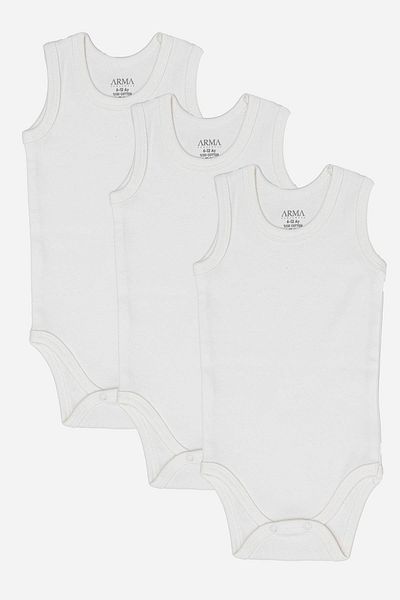 Arma Yıldız 100% Organic Cotton 3-Piece White Baby Undershirt Snap Fastener Bodysuit