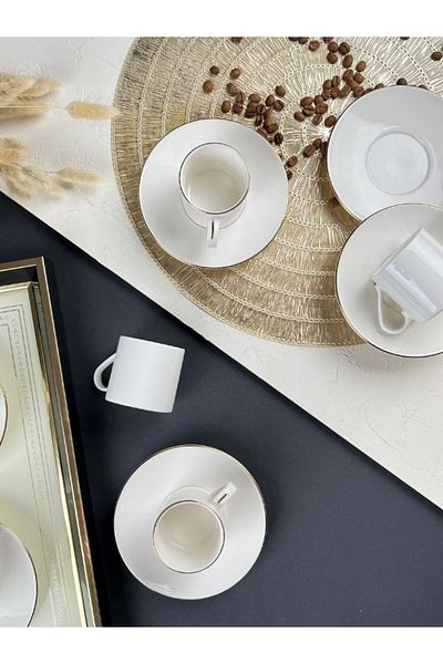 Viyalente 12 Piece Porcelain Lumina Gold Coffee Cup Set