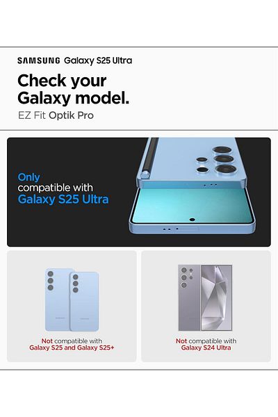 Spigen GLAStR EZ-Fit Optik PRO HD for Samsung Galaxy S25 ULTRA Lens Screen Protector Black 2 PACK