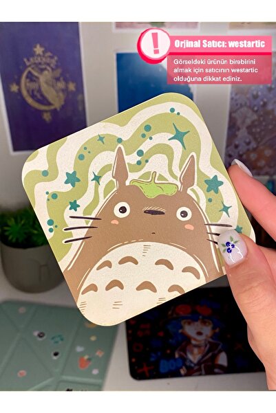 westartic Ghibli Totoro Anime Baskılı Yeşil Desenli Bardak Altlığı