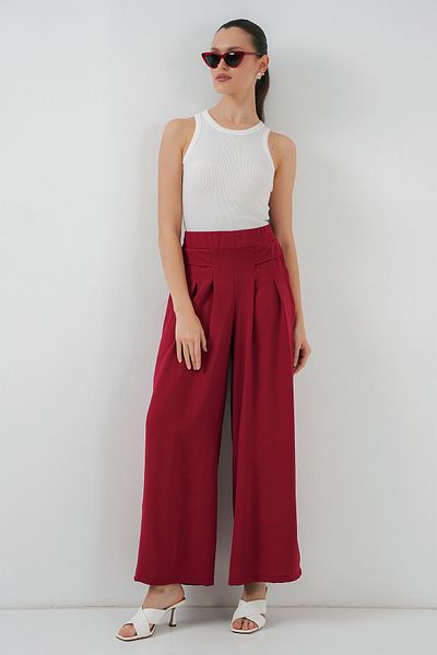 Bigdart Pantaloni plisați pentru femei cu picioare largi 6718 - roșu