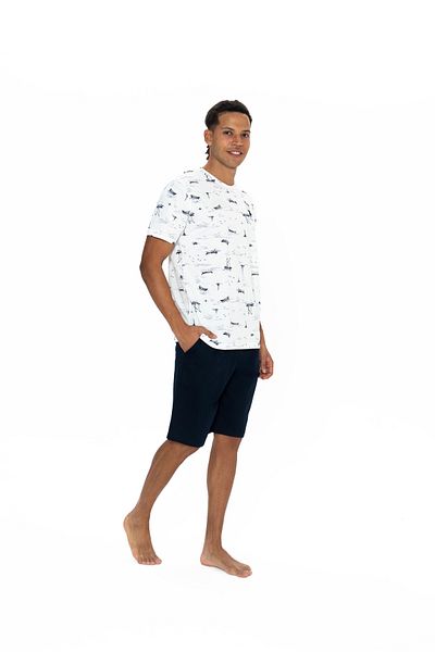 U.S. Polo Assn. Ανδρικά ρούχα για το σπίτι με βαμβακερά σχέδια εκρού U.S. Polo Assn. BATDN18P87W9D
