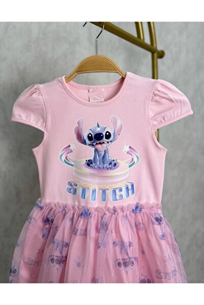 GAistKids Kız Çocuk Stitch Baskılı Tül Etekli Elbise