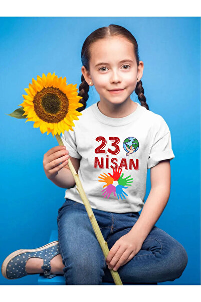 WİDİ 23 Nisan Çocuk Bayramı Baskılı Atatürk Regular Fit %100 Pamuk Çocuk Beya...