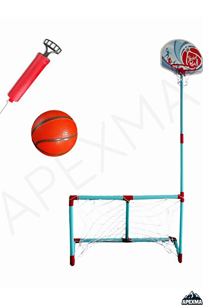 Apexma Oyuncak Portatif Kale-Pota Oyun Seti - Futbol Kalesi Basket Potası 2'li Oyun Seti