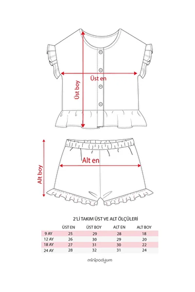 Minipodyum Baby Girl Front Buttoned Muslin Summer Double Set