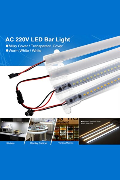 Hazar Led 220 Volt 4014 Çubuk Led 50cm Kasalı Dim Edilebilir Bar Led Gün Işığı -şeffaf Cam