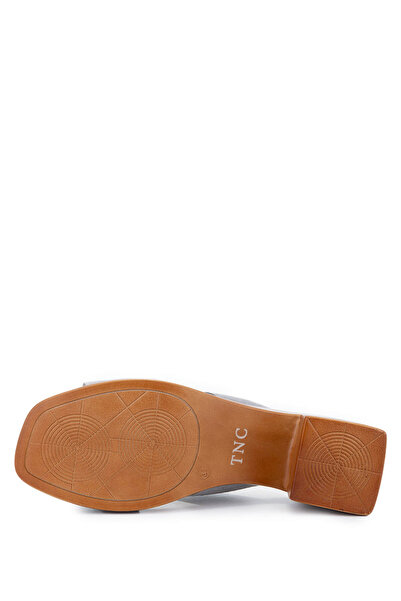 Tamer Tanca Γυναικείες παντόφλες με τακούνι από γνήσιο δέρμα από πέτρα