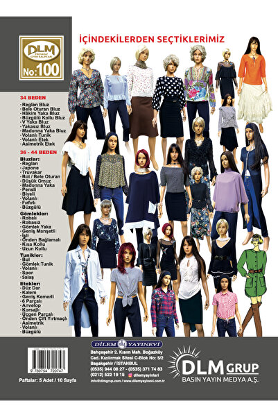 Dilem Yayınevi Güler Erkan No:100 Provasız Etek Bluz Tunik Giyim Kalıpları