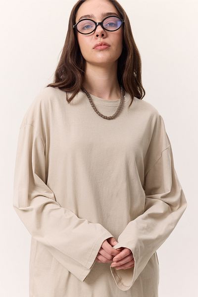Manuka OVERSIZE-T-Shirt mit weitem Ärmel, Stein
