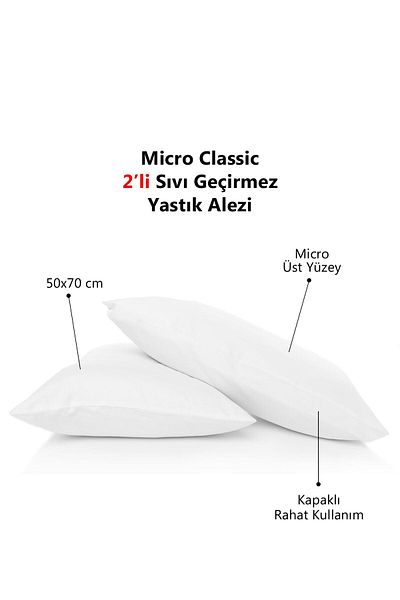 Mislina Home Micro Classic 2-Piece Liquid Waterproof Covered Pillow Protector Mattress 50x70 Cm