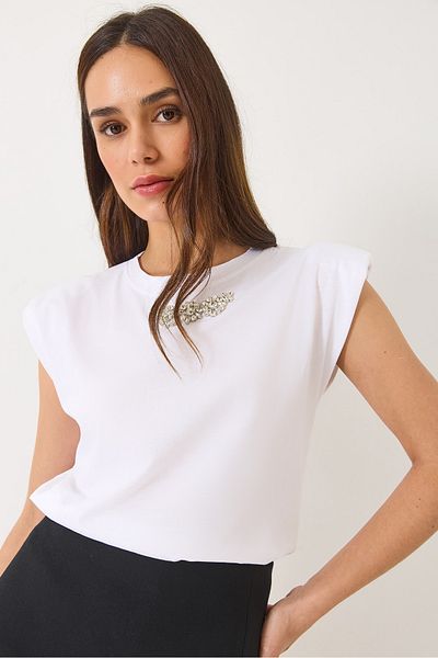 Bianco Lucci Tricou fără mâneci, căptușit cu piatră, pentru femei 3059 60283041