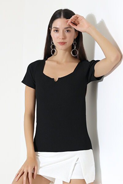 Devinka Γυναικείο πλεκτό μπλουζάκι με τετράγωνο γιακά