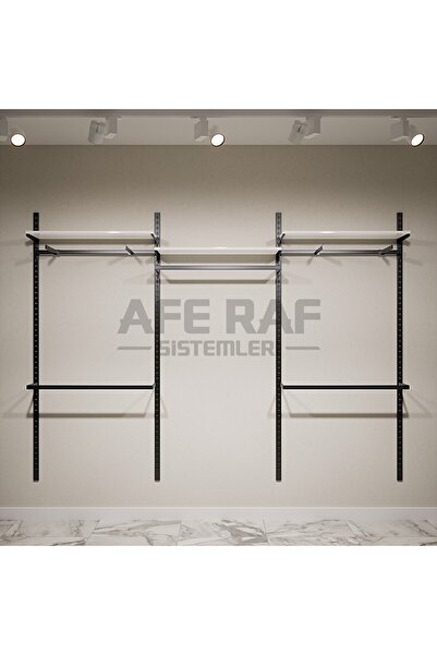 AFE DEKOR Askılık Sistemi, Giyinme Odası Raf-askılık Sistemi , Raf Sistemi ,mağaza Raf Sistemi 275x200 Cm
