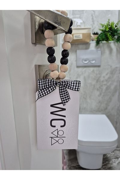rosfloa rf Decorative Beaded WC Written Toilet Bathroom Door Handle Accessory Wooden Gift Ornament