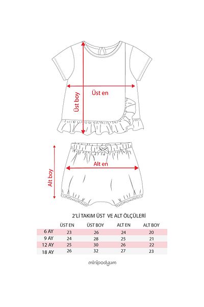 Minipodyum Baby Girl T-Shirt Knitted Muslin Shorts Summer Double Set