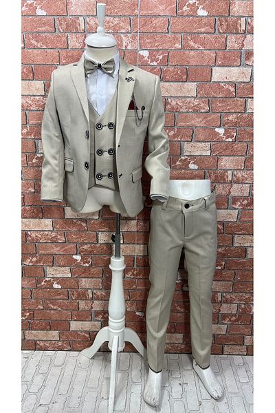 HAYTA Children's Suit with Vest and Shirt Set 1 year - 14 years Silver Cream