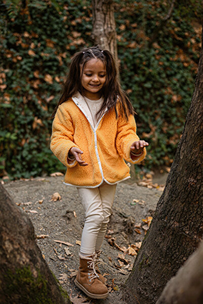 LUCKKA Heritage Puffy Astarlı Peluş Bebek Çocuk Ceket - Kopüşonlu Peluş Mont ...