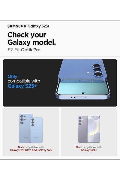 Spigen GLAStR EZ-Fit Optik PRO HD for Samsung Galaxy S25 PLUS Lens Screen Protector - Black [2 PACK]
