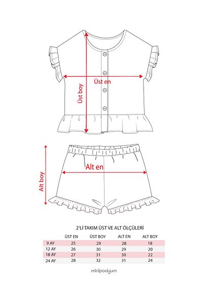 Minipodyum Baby Girl Front Buttoned Muslin Summer Double Set