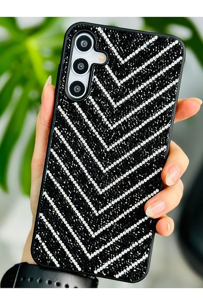 Go Aksesuar جراب من السيليكون المتوافق مع هاتف Galaxy A25 بتصميم ماسي مرصع بأحجار الراين اللامعة