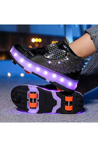 Yasee Unisex Skateboard Ayakkabı Tekerlekli ışıklı şarj edilebilir lityum bat...