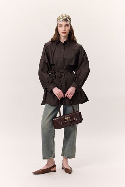 Manuka TRENCH DESIGN KOŠILE ČOKOLÁDOVÁ