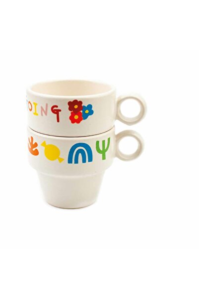 PALTO TASARIM Keep Going Set of 2 Espresso Cups - Gift Ceramic Cup Winter