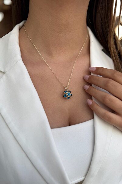 Utku Kuyumculuk 14 AYAR TOP ŞEKLİNDE NAZAR BONCUKLU ÖZEL TASARIM ALTIN KOLYE